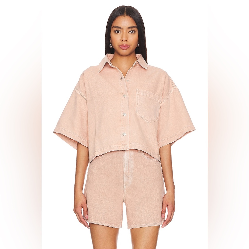 NWT AGOLDE - Rona Box Shirt in Pink Salt - Picture 2 of 8